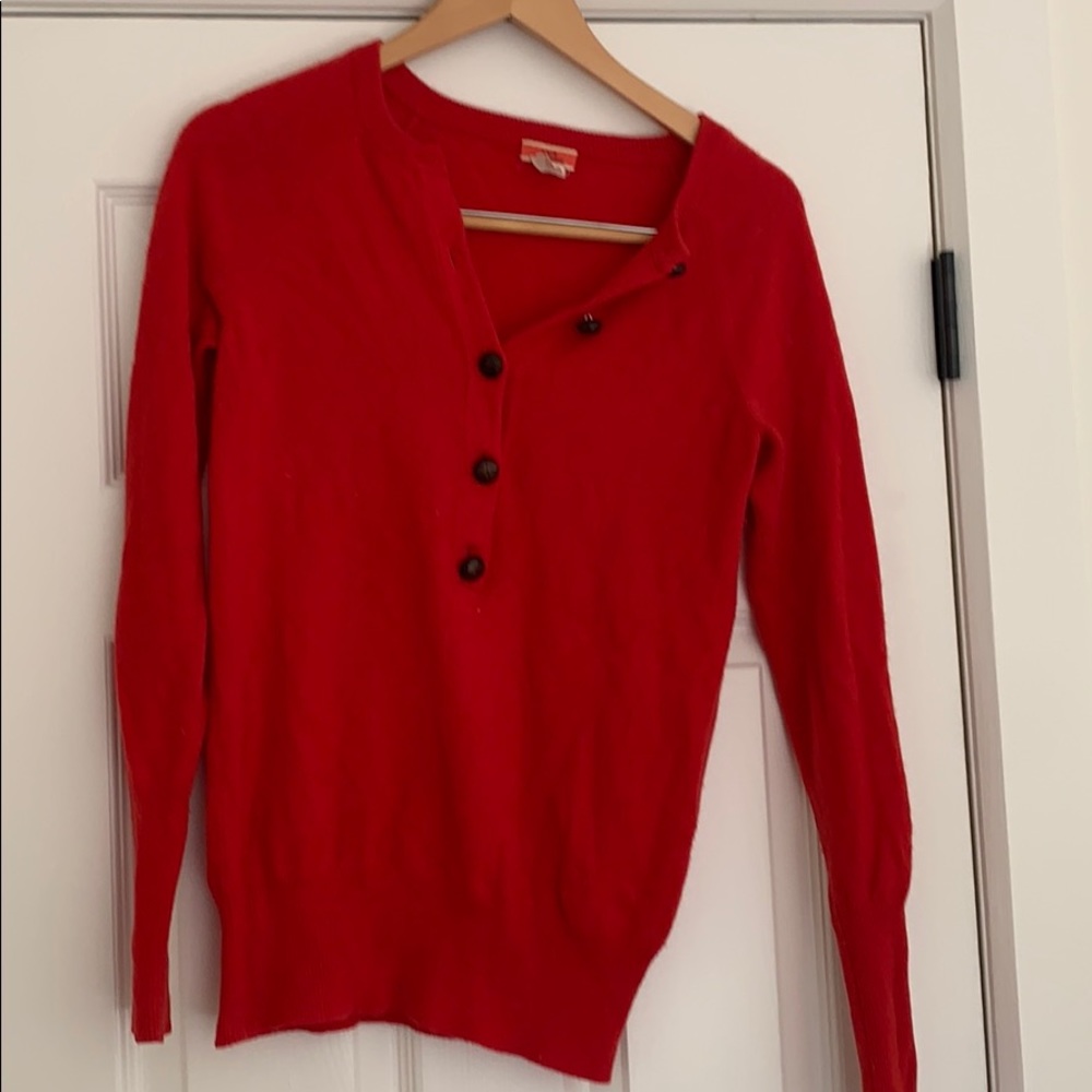 J Crew Henley Cashmere Sweater
